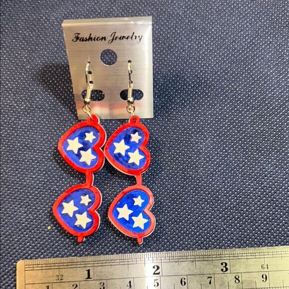 Fashion Jewelry Red and Blue Dangle Earrings - Picture 1 of 4